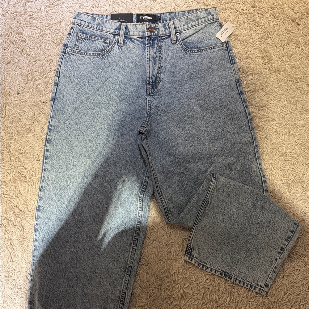 RSQ Light Blue Acid Wash Extra Baggy  Jeans